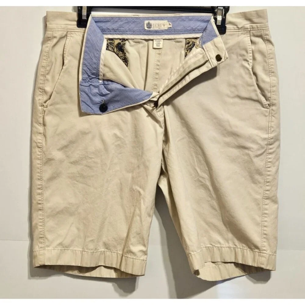 J.Crew Men's Chino Shorts Size 34 Beige Tan 100% Cotton Casual Summer